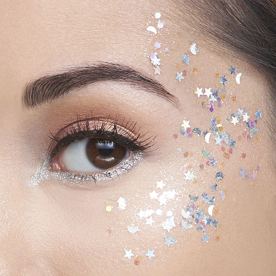 Star & Moon Silver Glitter Gel