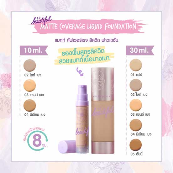 รองพื้นลิควิด Cute Press 1-2 Beautiful Matte Coverage Liquid Foundation