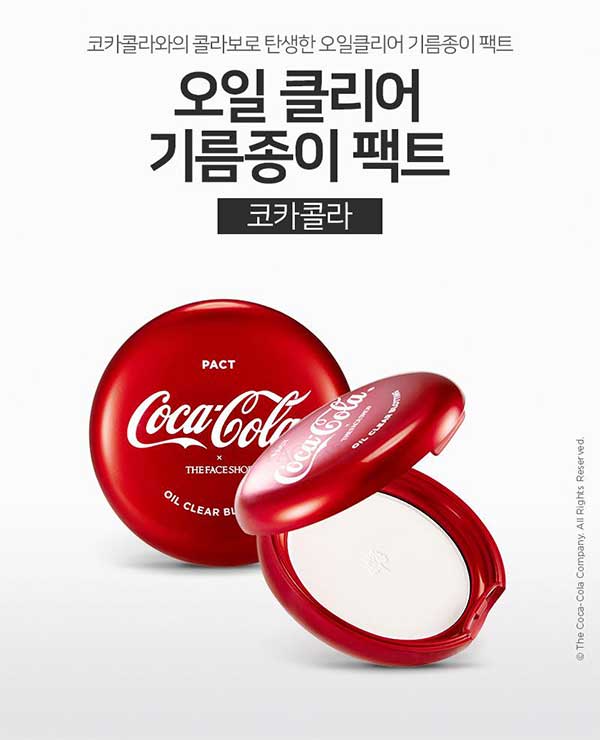แป้งอัดแข็ง THEFACESHOP Coca Cola Oil Clear Blotting Pact แป้งอัดแข็ง THEFACESHOP Coca Cola Oil Clear Blotting Pact